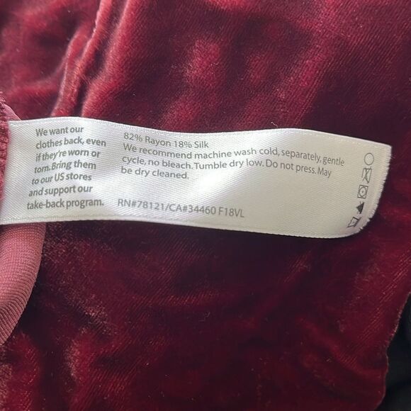 Eileen Fisher burgundy velvet tunic with pockets size petite large - Picture 8 of 8